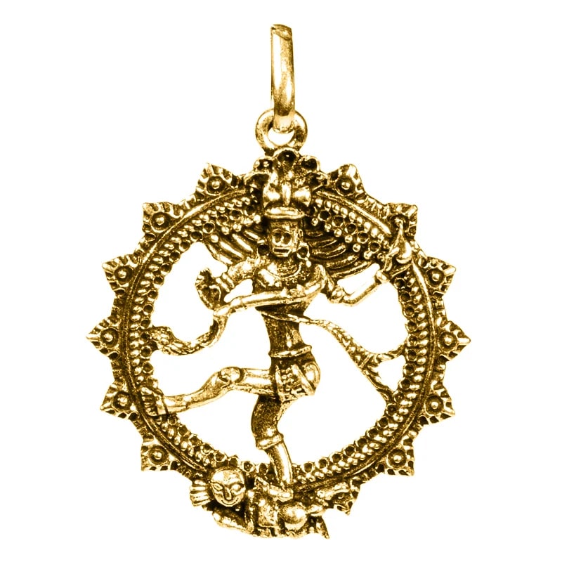 Collana con ciondolo Shiva in Ottone colore Oro - 4,5cm - clorophilla-shop