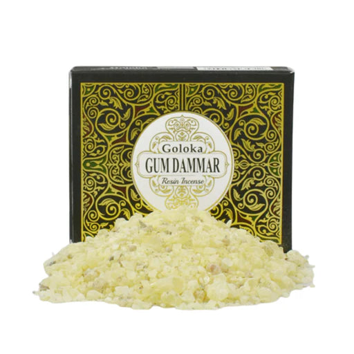 INCENSO NATURALE IN GRANI GUM DAMMAR CONF.DA 20 GR. DI PURA RESINA+10  CARBONCINI