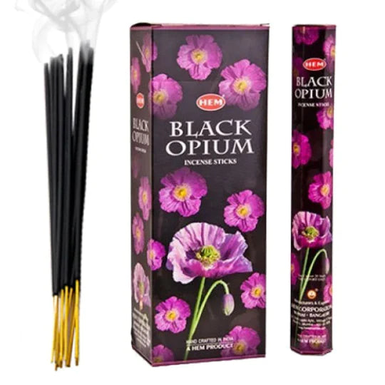 Hem Black Opium - Incenso Indiano Bastoncini Fatti a mano Oppio Nero - 20 Stick