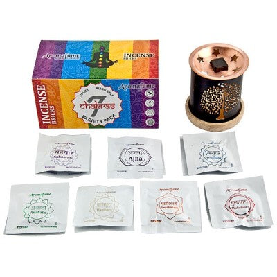 Aromafume Chakra Kit Bruciaincenso + 14 Mattoncini di Incenso - Niente Fumo e Cenere - clorophilla-shop