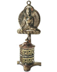 Table brass prayer wheel with historical Buddha Shakyamuni and Mantra Om - Tibetan Buddhist tradition - 17.5cm