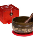 Campana Tibetana Om con Decorazioni in Set Regalo - Batacchio e Cuscino Inclusi - clorophilla-shop