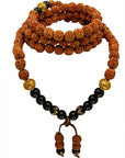 Samsara Mala Tibetana Rudraksha e Onice nero - Collana Rosario 108 grani