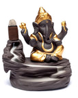 Bruciaincenso a cascata Ganesh in Ceramica per Incenso in bastoncini e coni - Portaincenso a fontana 10cm - clorophilla-shop