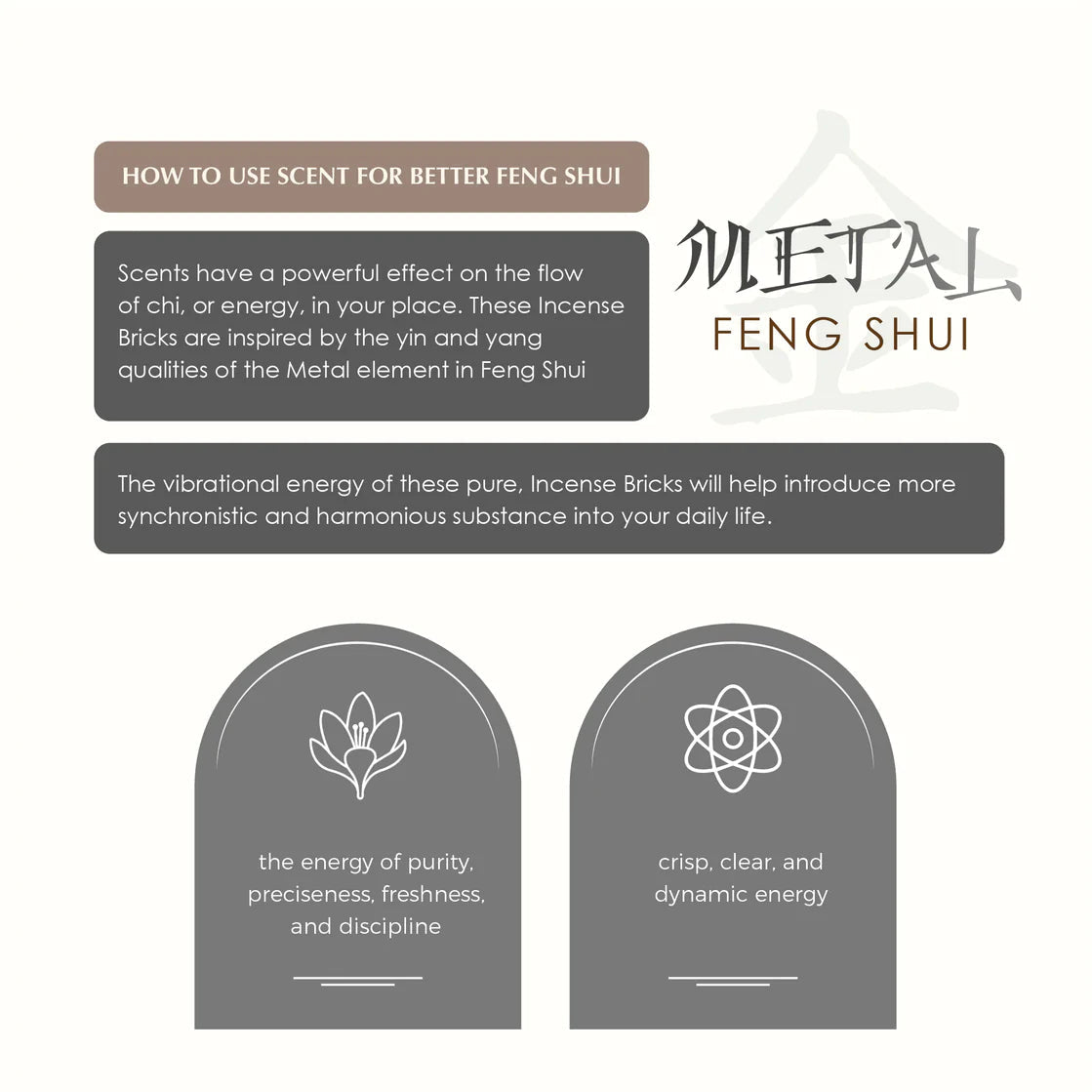 Aromafume Feng Shui METAL Mattoncini Incenso Elemento Metallo - Niente fumo e cenere - clorophilla-shop
