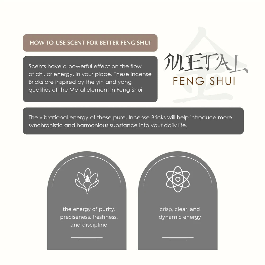 Aromafume Feng Shui METAL Mattoncini Incenso Elemento Metallo - Niente fumo e cenere - clorophilla-shop