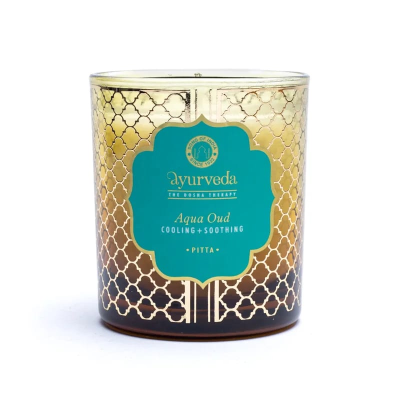 Ayurveda Candela profumata PITTA Aqua Oud - Fragranza Agarwood Assam e Aqua - clorophilla-shop