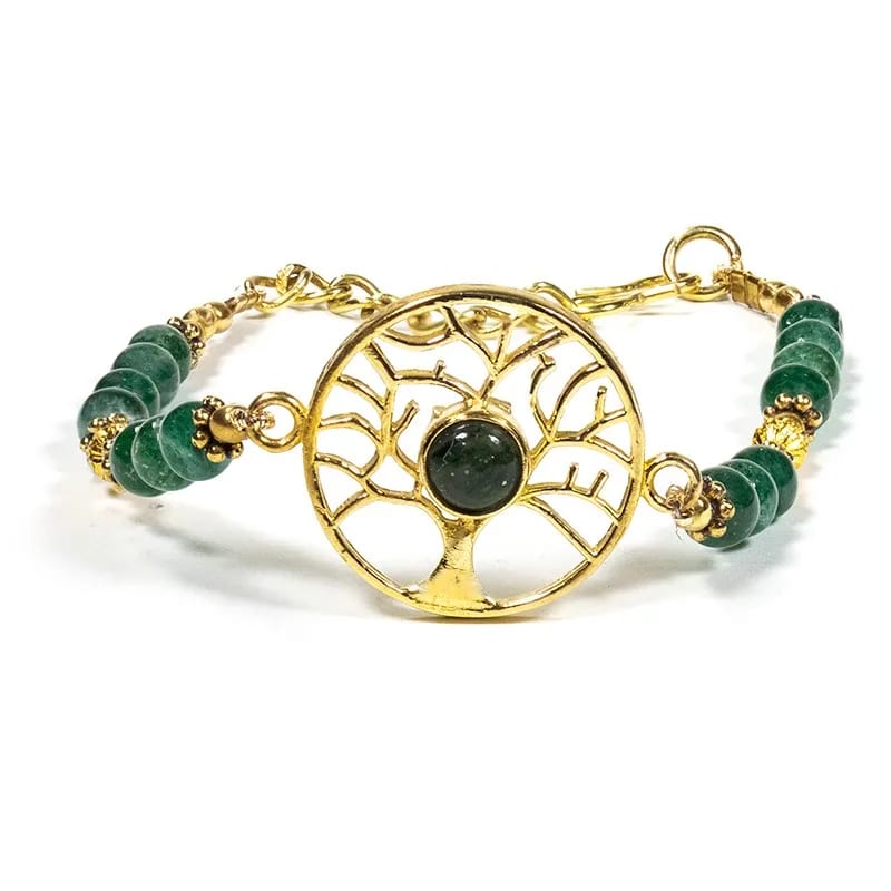 Bracciale Albero della Vita in Avventurina Verde - Regolabile - clorophilla-shop