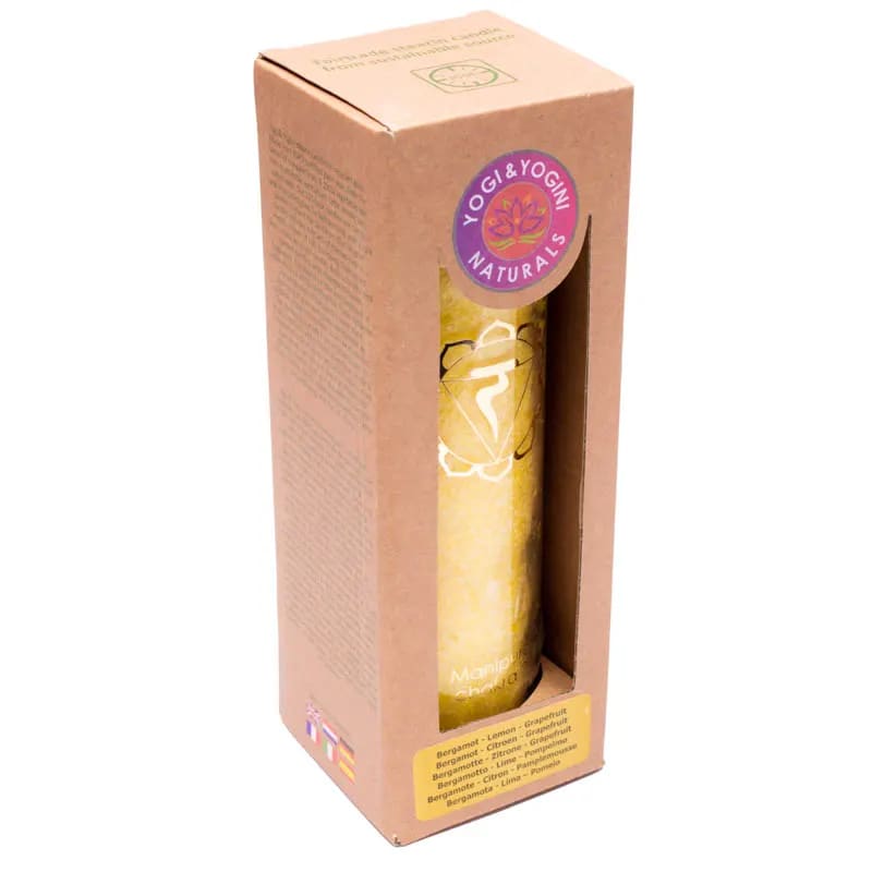 Candela profumata 3 Chakra Manipura - Bergamotto, Lime e Pompelmo - clorophilla-shop