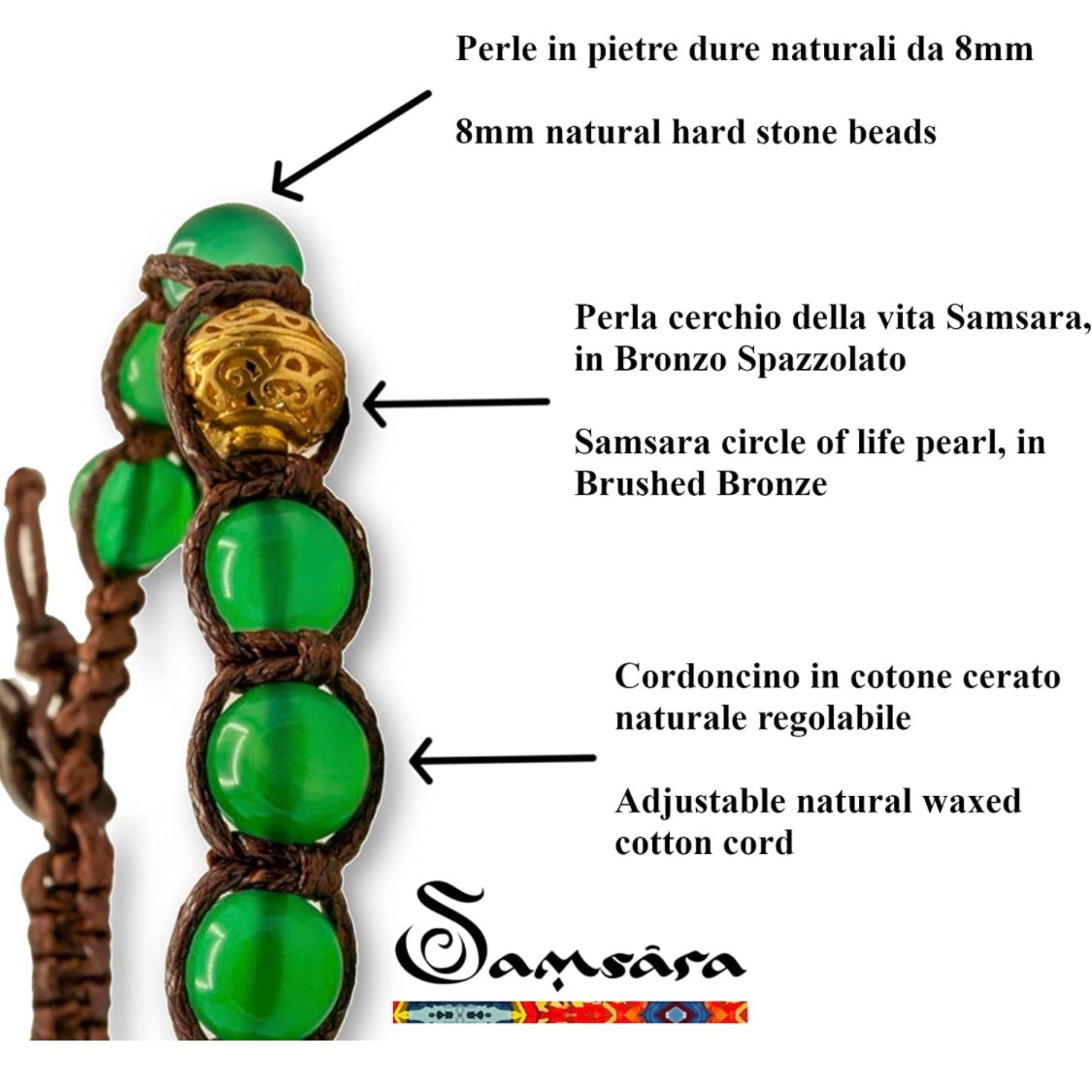 Samsara Kids Bracciale tibetano Quarzo rosa - Shamballa Bambini