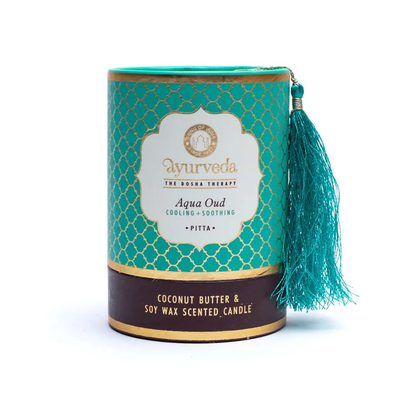 Ayurveda Candela profumata PITTA Aqua Oud - Fragranza Agarwood Assam e Aqua - clorophilla-shop