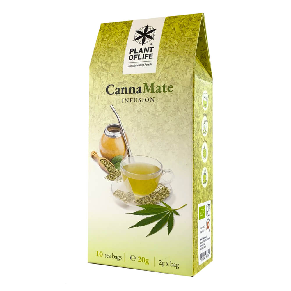 Plant of Life Cannamate Tè Infusione CBD 100% - Cannabis Sativa e Yerba Mate - 10 Bustine piramidali da 2g