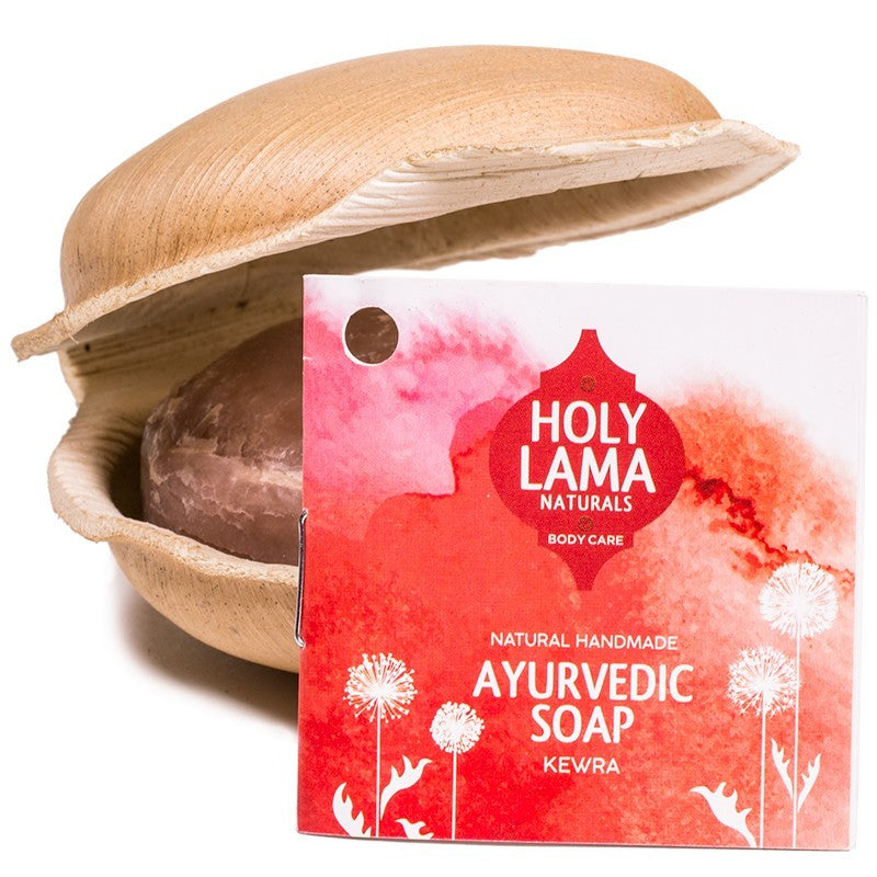 Holy Lama KEWRA Sapone Ayurvedico Noce di Cocco - confezionato in Foglia di Palma Naturale