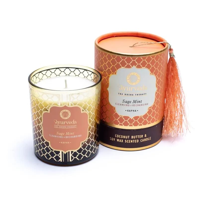 Ayurveda Candela profumata KAPHA Sage Mint - Fragranza Salvia e Menta - clorophilla-shop