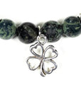 Bracciale elastico Diaspro Kambaba e Avventurina verde con trifoglio - clorophilla-shop