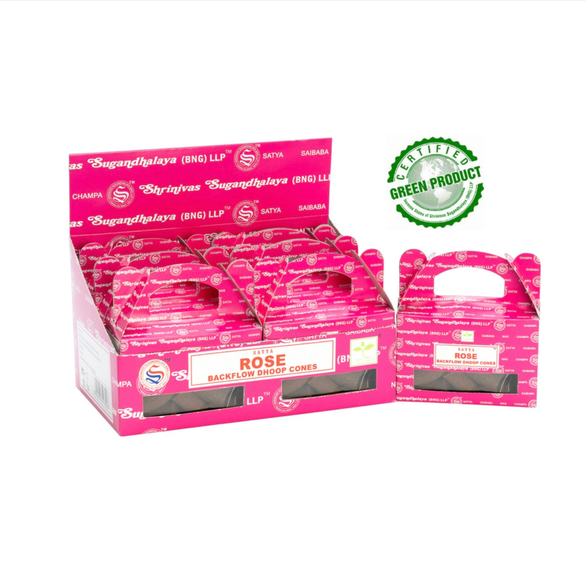 Satya ROSE Coni Incenso a Reflusso Backflow per Bruciaincenso a cascata - 24 coni