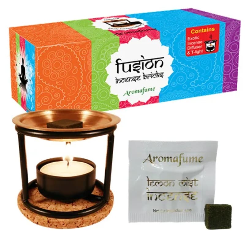 Aromafume Fusion Kit Bruciaincenso + 20 Mattoncini di Incenso - Niente Fumo e Cenere - clorophilla-shop