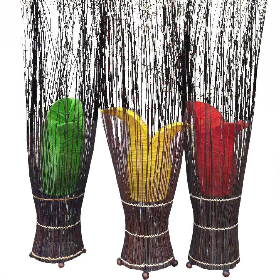 Indonesian lotus lamp in raffia - 70cm - random color
