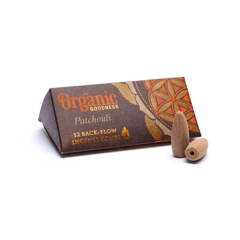 Organic goodness patchouli cones incense with reflux backflow for burning cascade - 12 cones