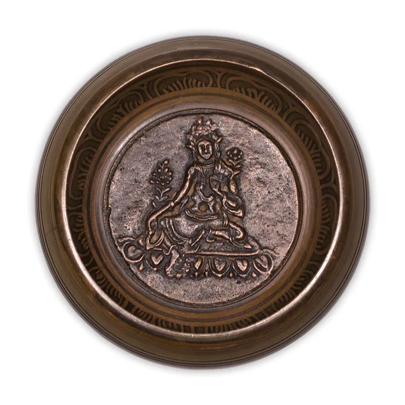 Campana Tibetana incisa con Tara e Mantra 550g - clorophilla-shop