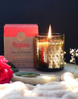 Organic Goodness Rose & Geraniium - soy wax candle with rose and geranium fragments - Smudge Scented Candle 200g