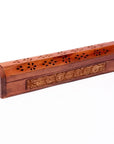 Bruciaincenso Scatola 7 Chakra in Legno Intagliato per Incenso in Bastoncini e Coni - Portaincenso 31cm - clorophilla-shop