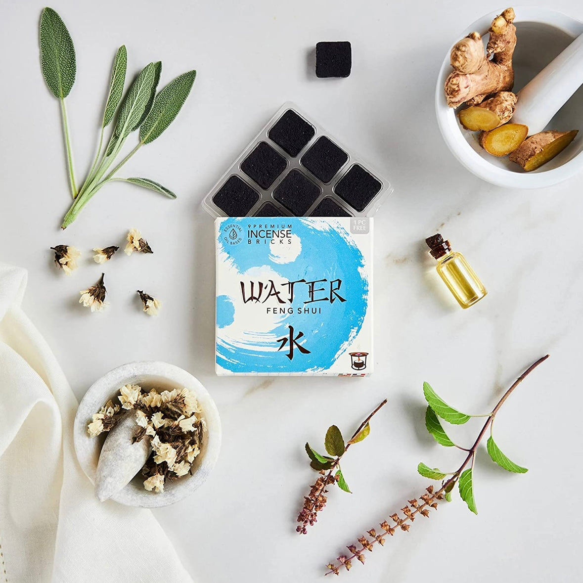 Aromafume Feng Shui WATER Mattoncini Incenso Elemento Acqua - Niente fumo e cenere - clorophilla-shop