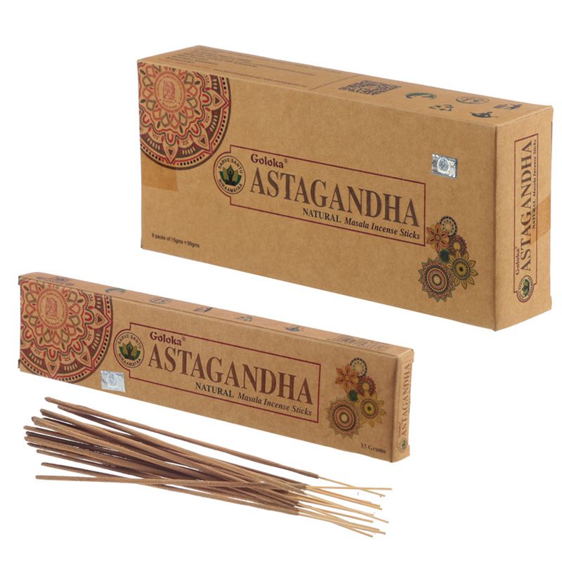 Goloka ASTAGANDHA Incenso in bastoncini Natural Masala Organic - Stick 15g - clorophilla-shop