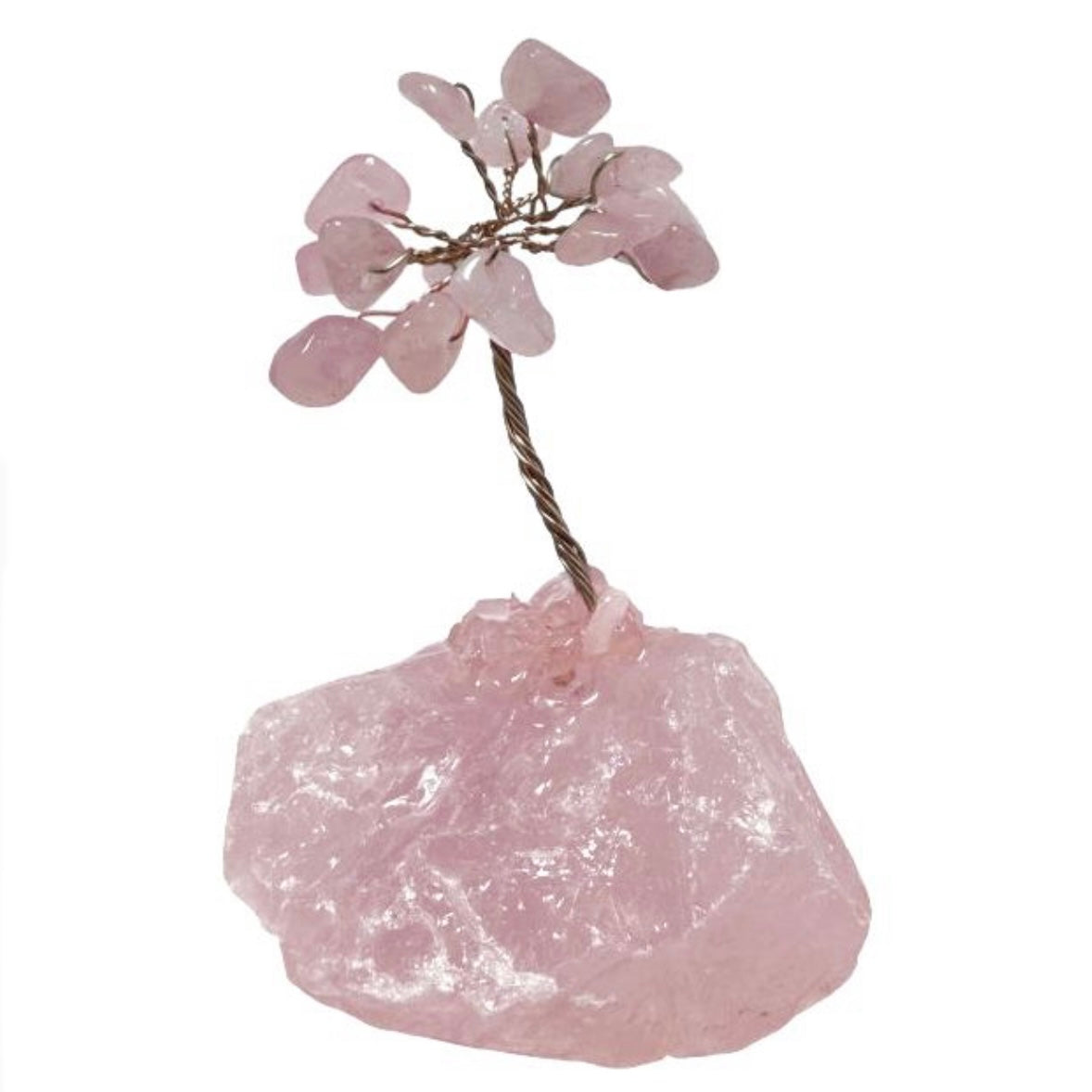 Albero della vita in pietra Quarzo Rosa su Drusa - 8cm - clorophilla-shop