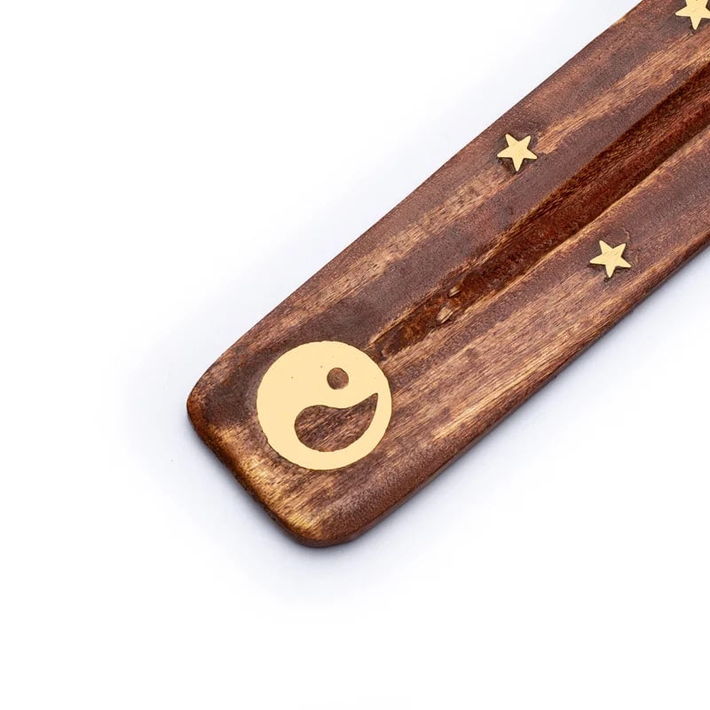 Bruciaincenso Yin e Yang in Legno per Incenso in Bastoncini - Portaincenso Stick 25cm - clorophilla-shop