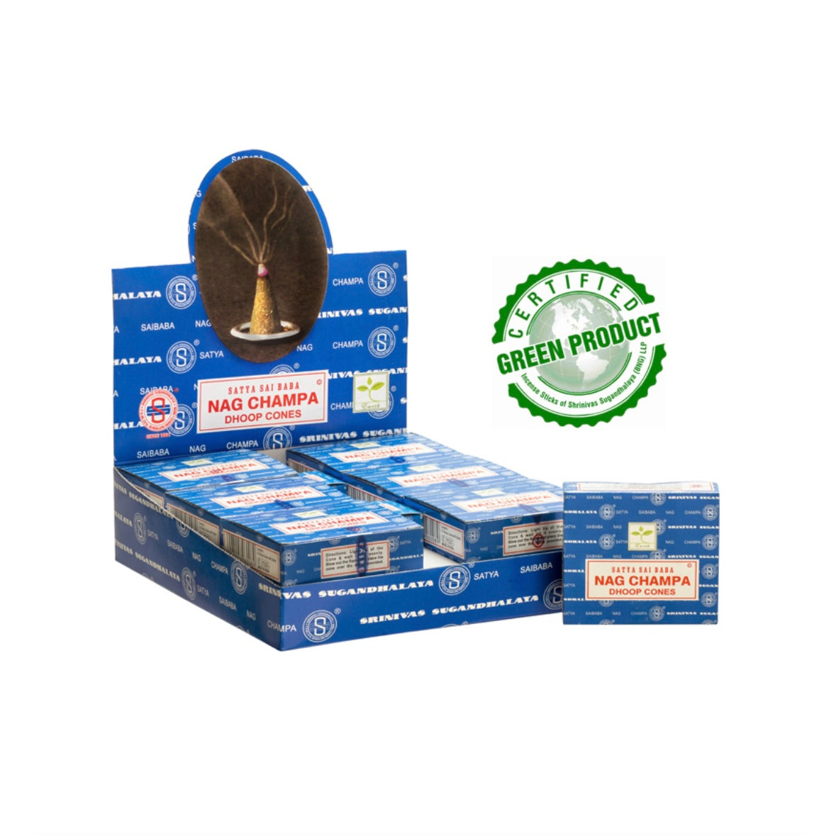 Satya Nag Champa incense in Natural Coni 10% - Support included
