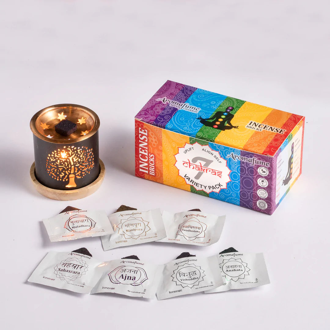 Aromafume Chakra Kit Bruciaincenso + 14 Mattoncini di Incenso - Niente Fumo e Cenere - clorophilla-shop