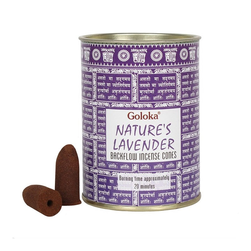 Goloka Nature's Lavender Coni Incenso Backflow per Bruciaincenso a Fontana - confezione da 24 coni - clorophilla-shop