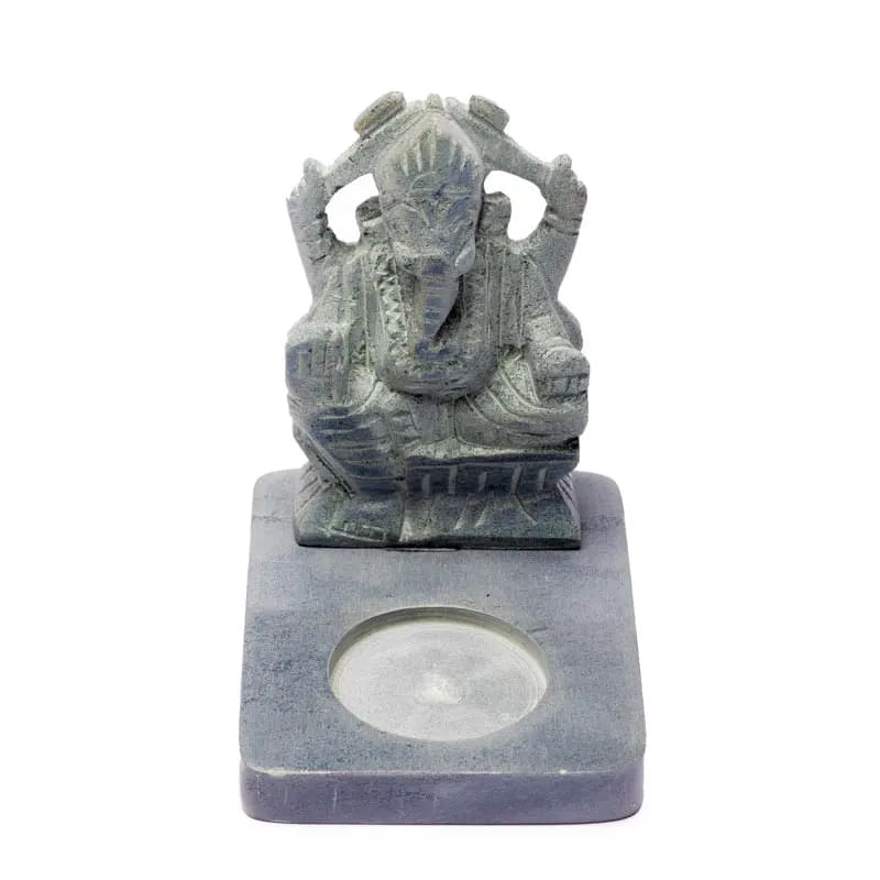 Portalumino Ganesh in Pietra Ollare - 11 cm – clorophilla-shop