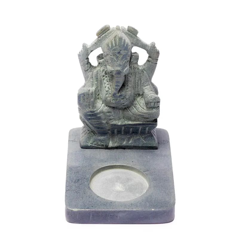 Portalumino Ganesh in Pietra Ollare - 11 cm