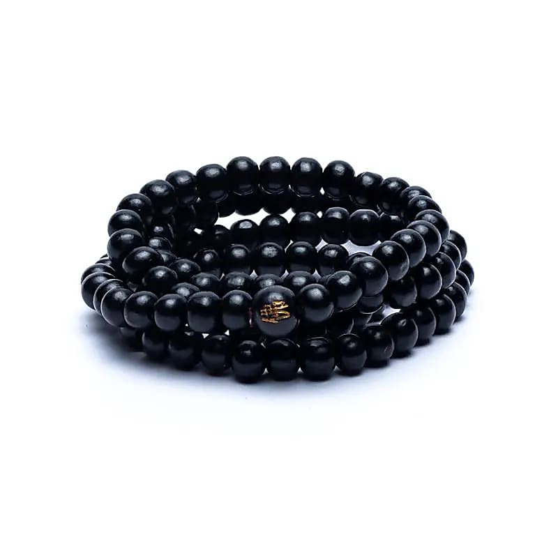 Tibetan Mala in colorful maple wood with elastic wire - Rosary necklace 108 grains - imitation of ebony wood - can also be used as bracelet