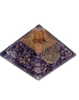 Piramide Fiore della Vita in Orgonite con Ametista - Cristalloterapia
