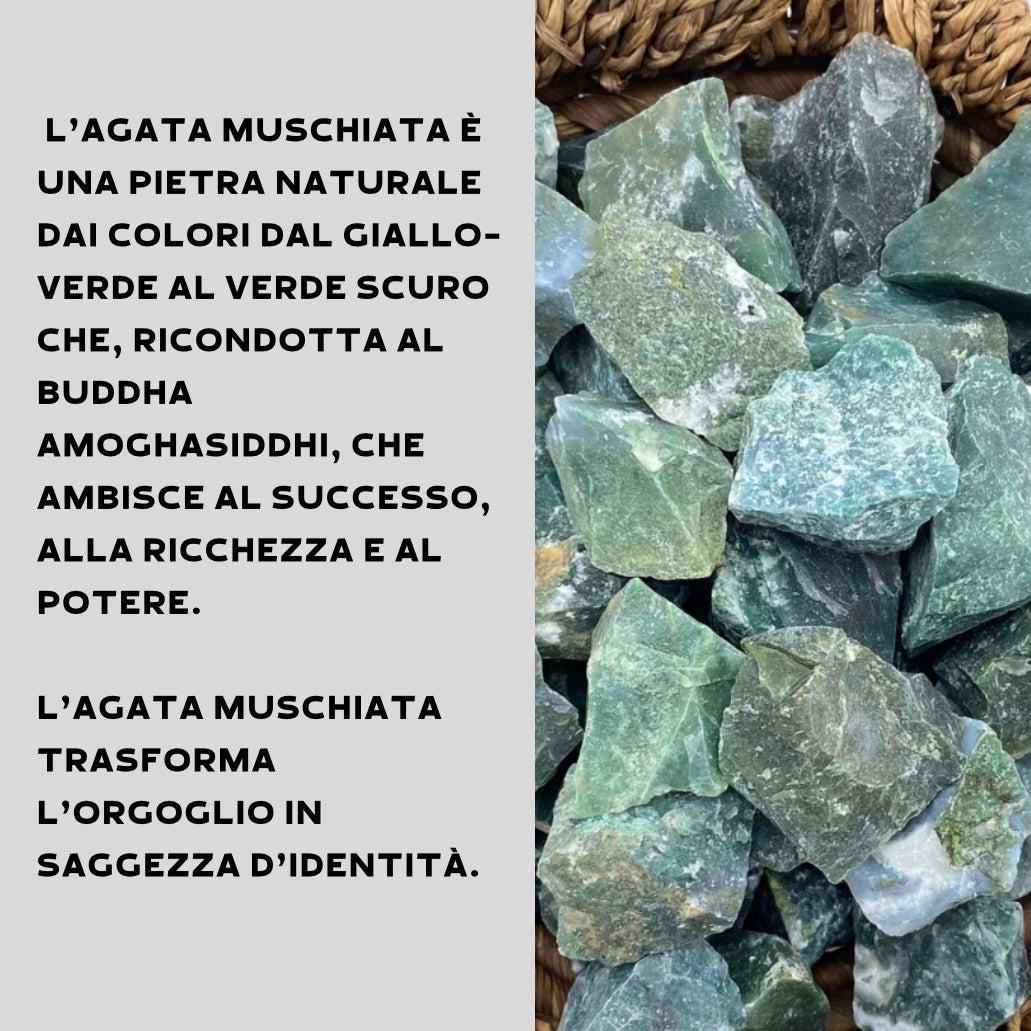 Agata Muschiata Grezza Origine India - Pietra da 3-5cm - clorophilla-shop