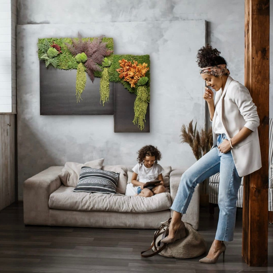 Quadro Vegetale Stabilizzato metal rust green forest in Ferro
