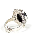 Anello in Ottone con Pietra Tormalina Nera senza Nichel - Regolabile - clorophilla-shop