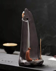 Bruciaincenso a cascata in Stile Cinese in ceramica per Incenso in bastoncini e coni - Portaincenso a fontana 20cm - clorophilla-shop