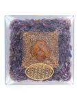 Piramide Fiore della Vita in Orgonite con Ametista - Cristalloterapia