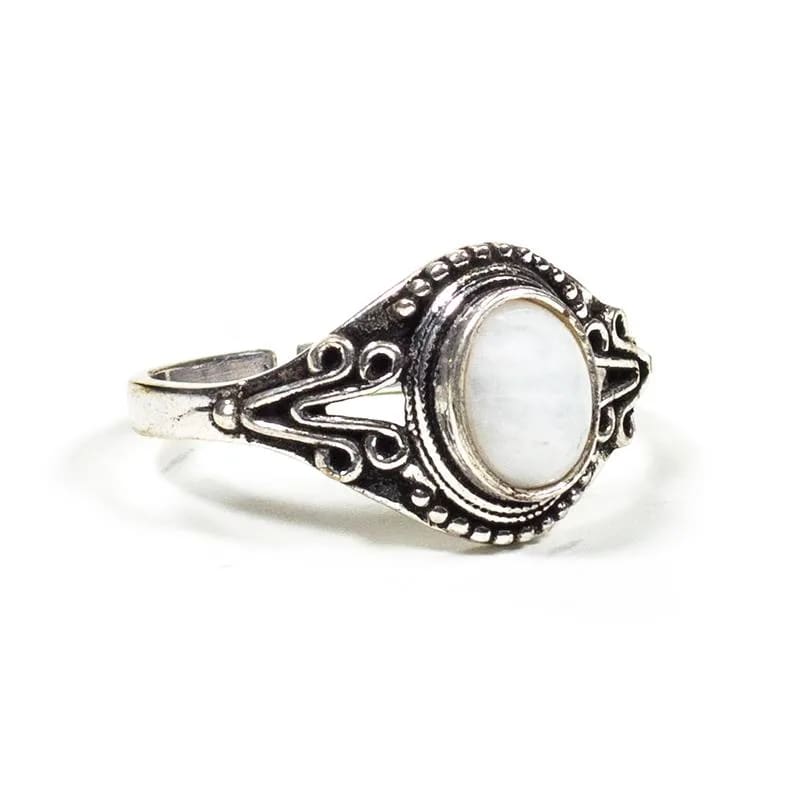 Anello in Ottone con Cristallo di Rocca senza Nichel - Regolabile - clorophilla-shop