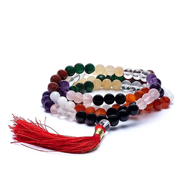 Mala Tibetana astrologica 9 Pianeti Qualità AA con Nappa - Collana Rosario 108 Perle