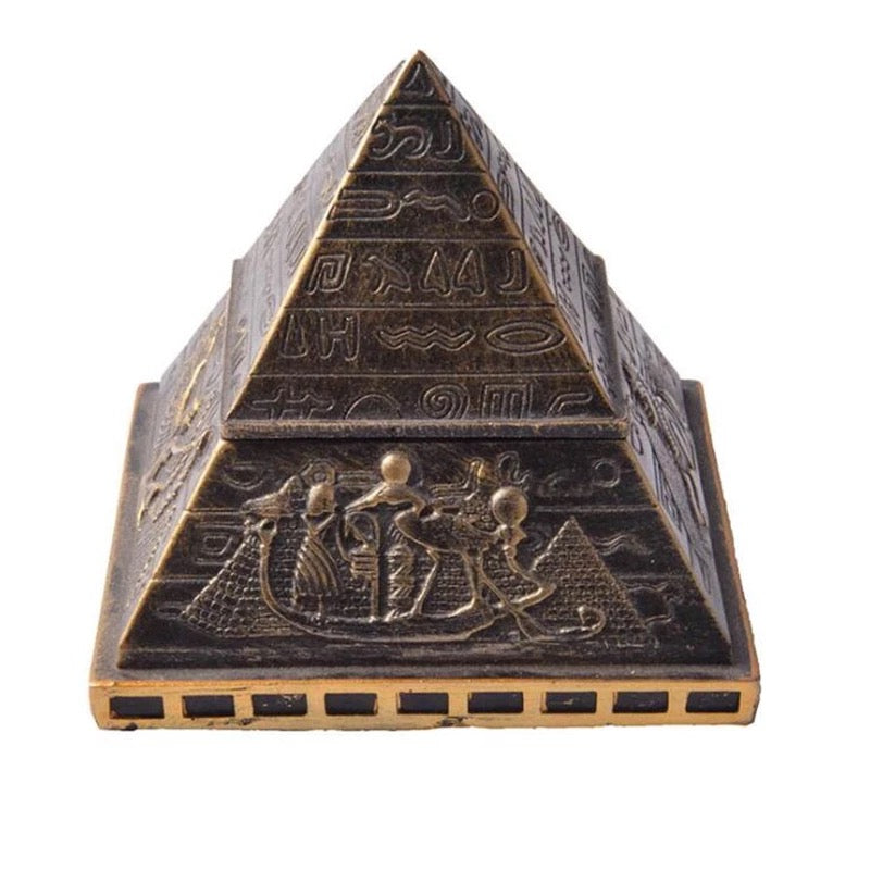 Piramide Antico Egitto Contenitore in Resina con Simboli Egiziani - Artigianato di Qualità 9cm