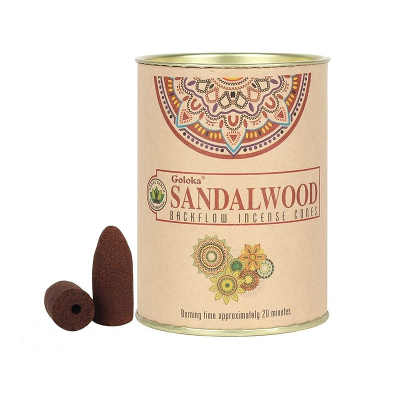 Goloka Sandalwood Coni Incenso Backflow per Bruciaincenso a Fontana - confezione da 24 coni - clorophilla-shop