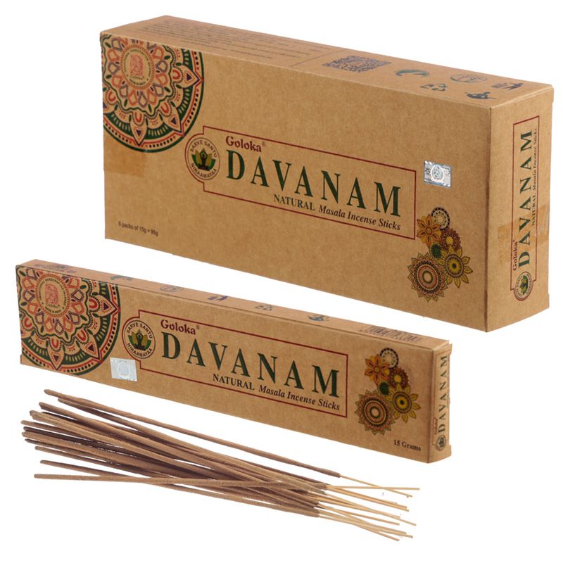 Goloka DAVANAM Incenso in bastoncini Natural Masala Organic - Stick 15g - clorophilla-shop