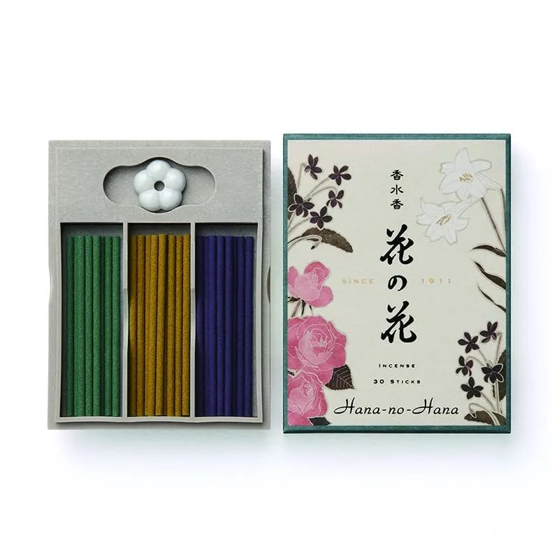 Nippon Kodo "Hana no Hana" Incenso Giapponese in Bastoncini Confezione Regalo con Portaincenso incluso - Stick Floreali 40g - clorophilla-shop