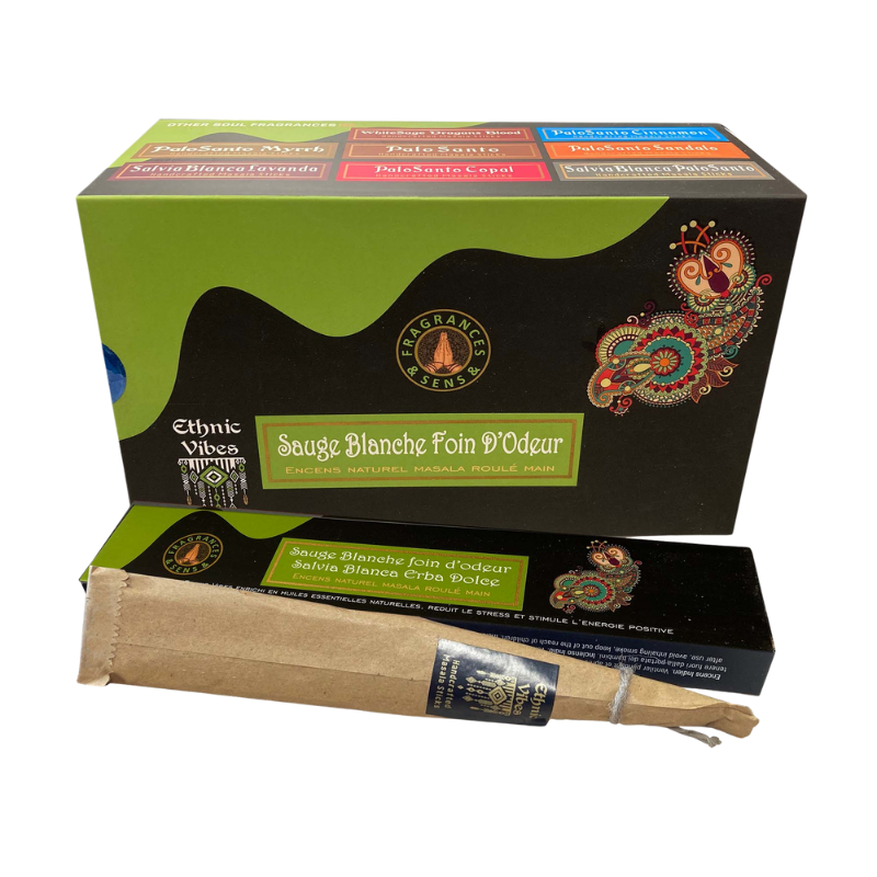 Ethnic Vibes Salvia Bianca ed Erba Dolce Incenso in bastoncini - Stick 15g - clorophilla-shop