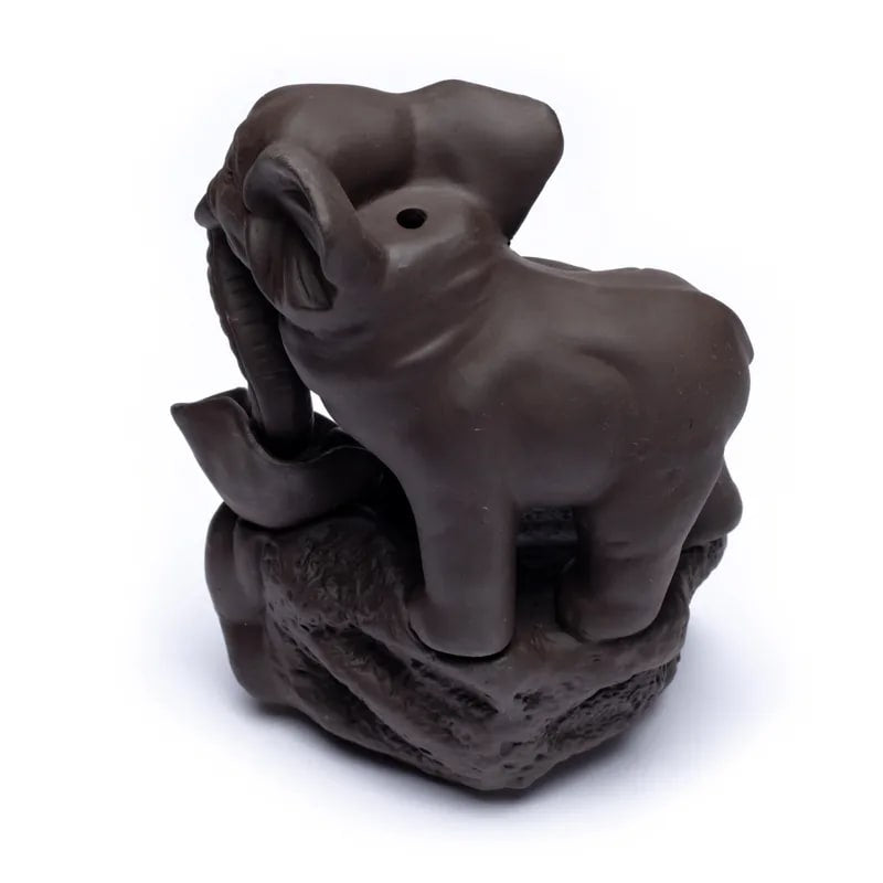 Bruciaincenso a cascata Elefante in ceramica per Incenso in bastoncini e coni - Portaincenso a fontana 17cm - clorophilla-shop